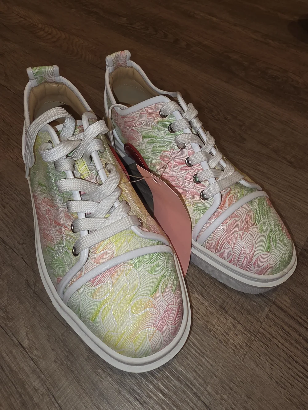 Christian Louboutin Pastel Floral Low-Top Sneakers with Red Sole